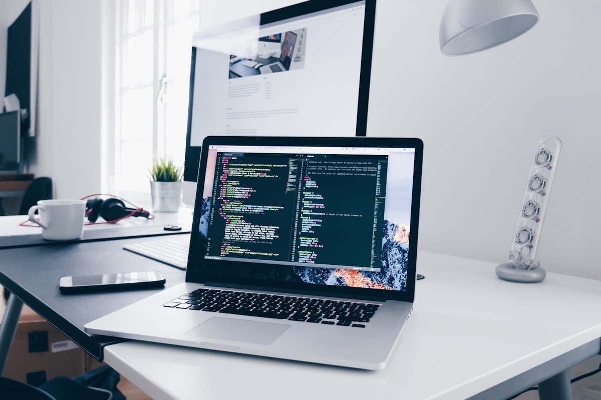 Software work on a laptop